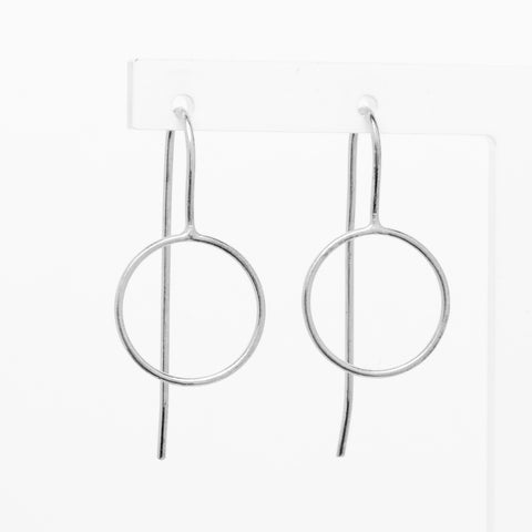Circle Hook Earrings - silver