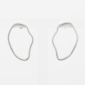 Organic Shaped Stud Earrings - silver