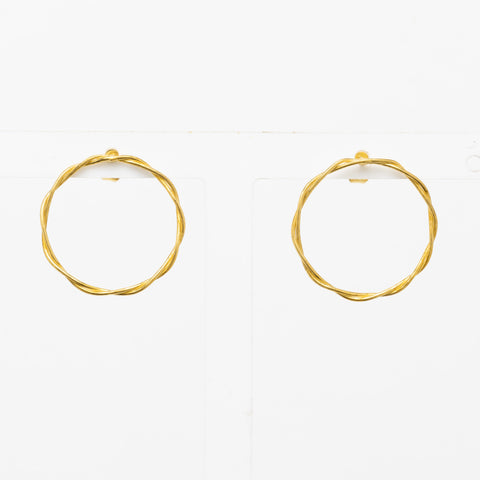 Twist Circle Stud Earrings - gold