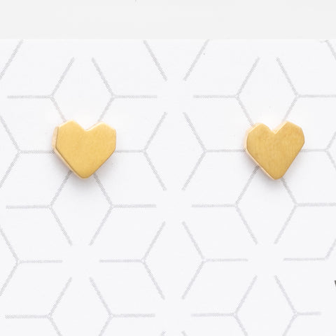 Heart Stud Earrings - gold