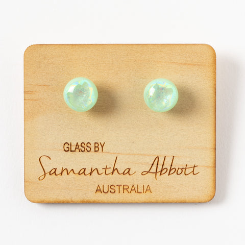 Glass Stud Earrings - Pistachio Glow