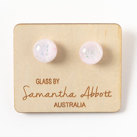 Glass Stud Earring - Pale Pink Sparkle