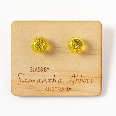 Glass Stud Earring - Golden Sparkle