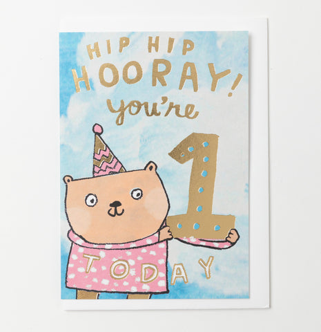 Card - Hip Hip Hooray! You're 1 Today