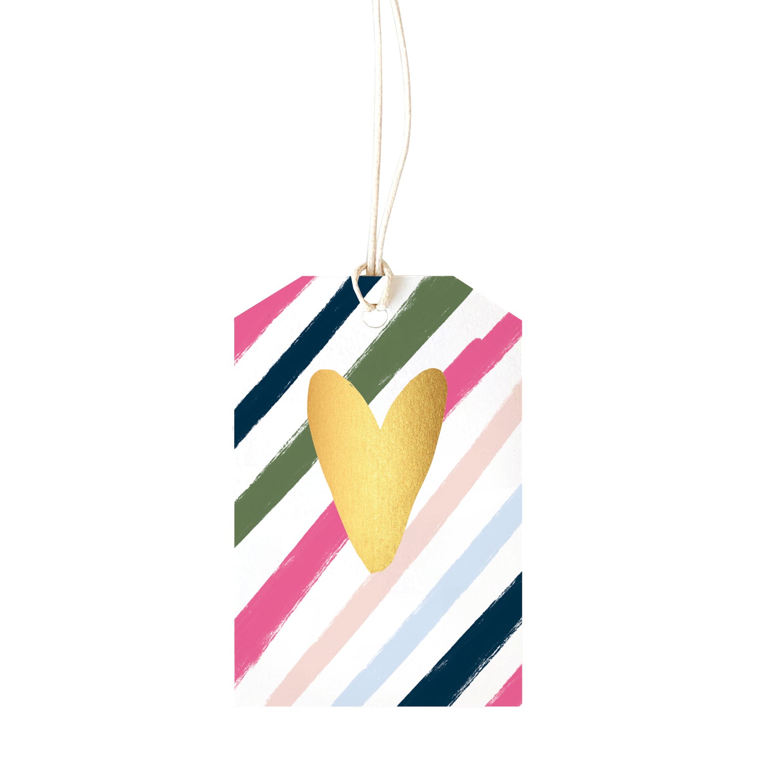 Gift Tag - Stripe Gold Heart