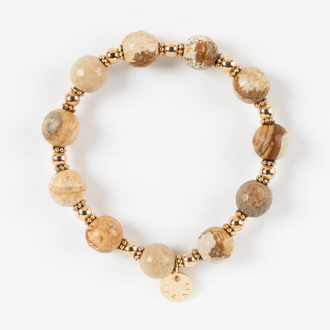 Jasper Stone & Gold Bead Bracelet